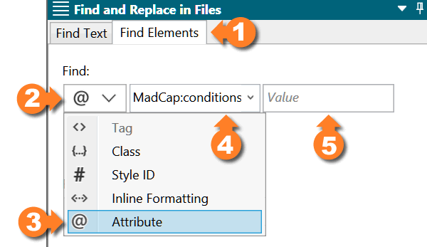 Flare Find Elements pane