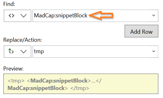 Flare Find Elements debug snippet block