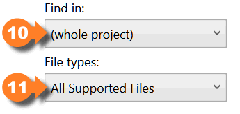 Flare Find Elements snippet text preview