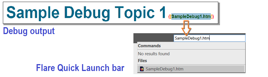 Debug filename usage example