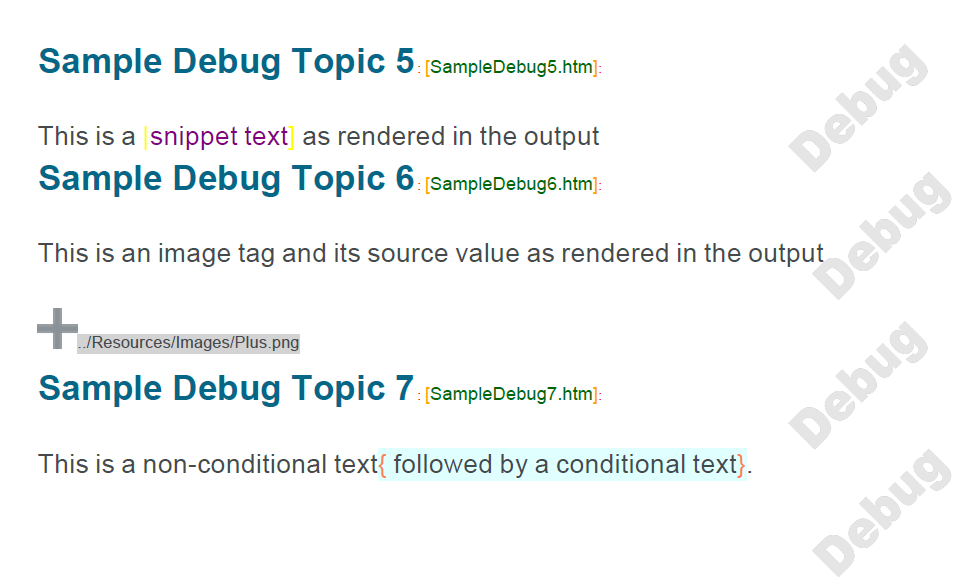 Debug output with watermark
